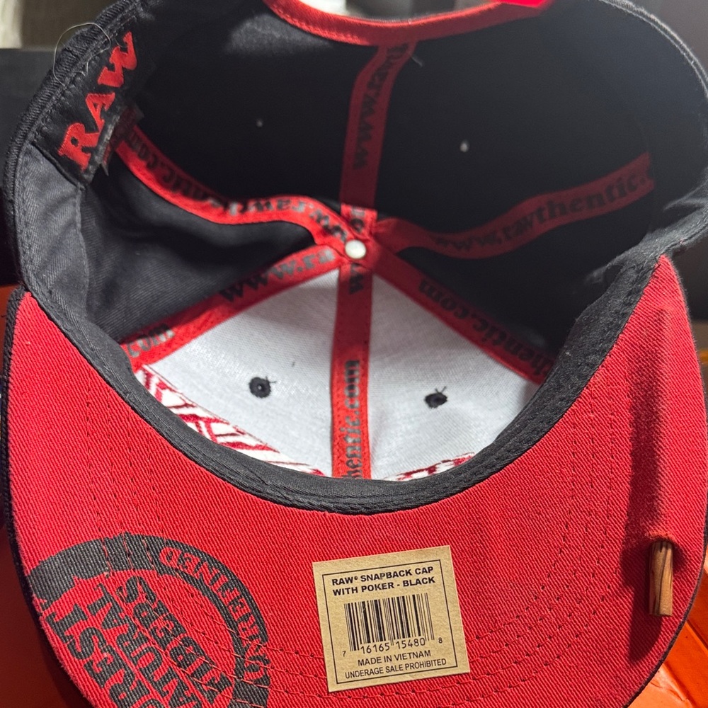 RAW Black and Red Snapback Cap